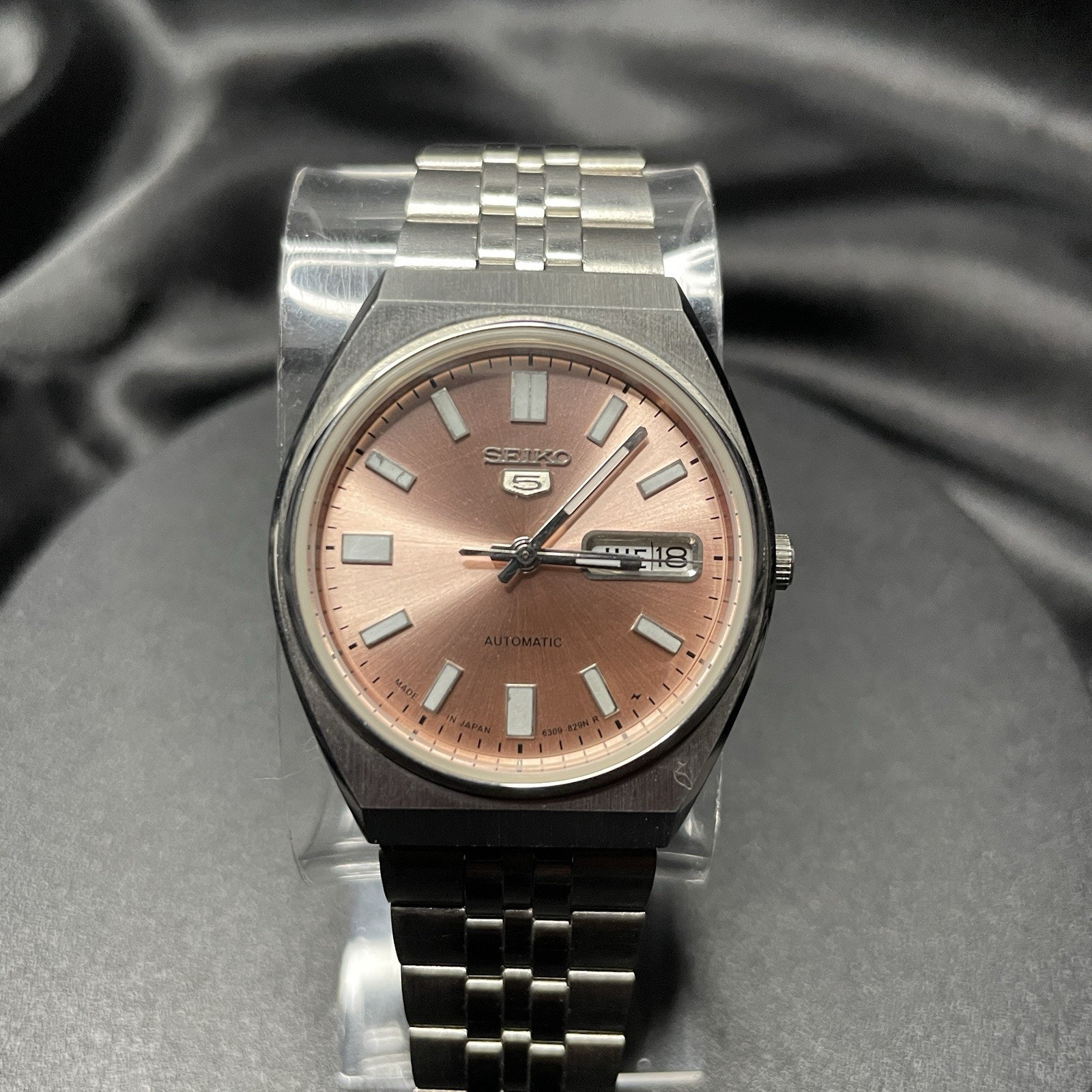 Vintage Seiko 5 Mens Automatic Watch 6309 Pink Dial DayDate